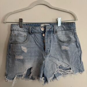 Forever 21 Blue Distressed Jean Shorts